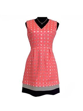 DIANE von FURSTENBERG ~ Chic Coral Patterned Sleeveless Fully Lined Dress size 4